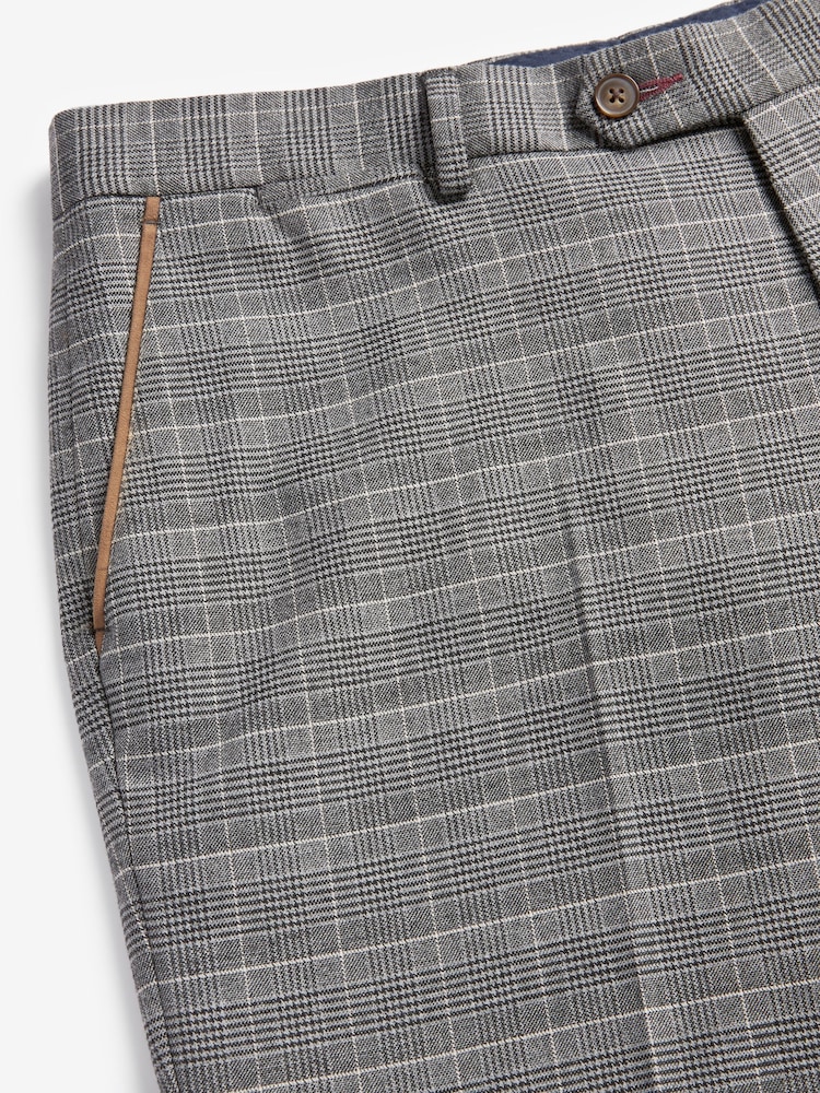 Grey Slim Fit Check Suit: Trousers - Image 3 of 3