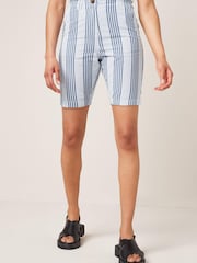 Streifen, Marineblau/Weiß - Knielange Chinoshorts - Bild 3 von 6