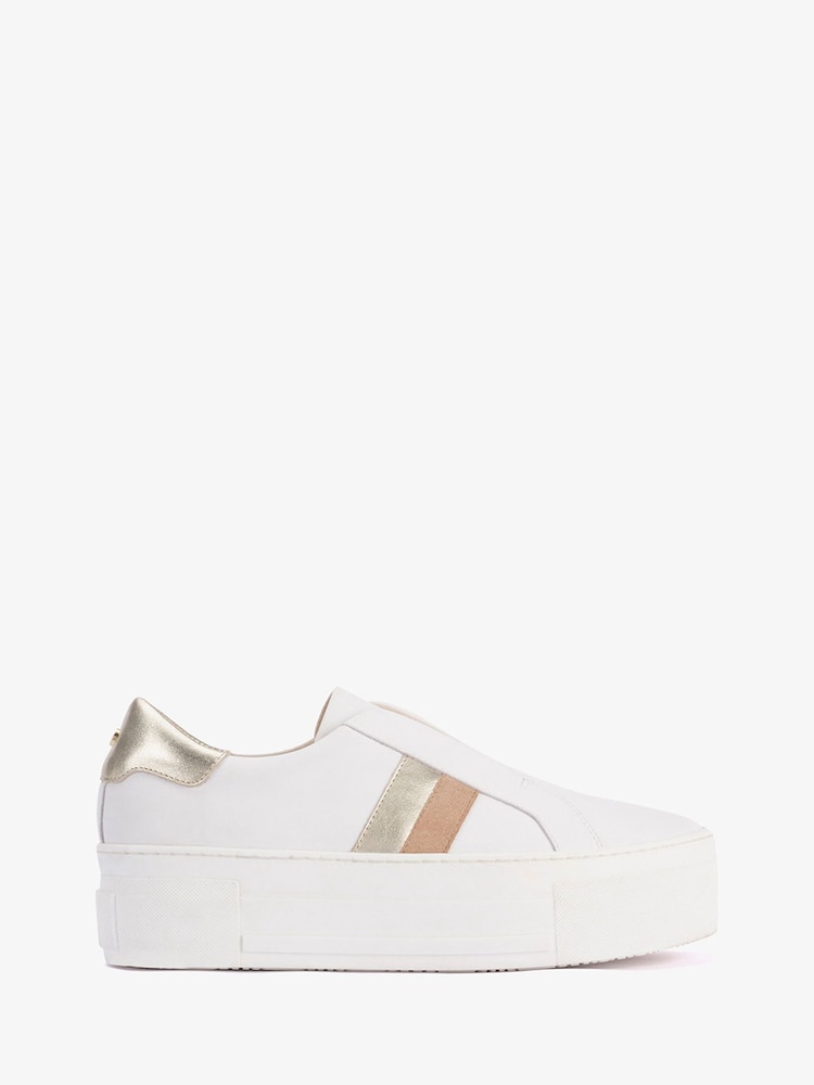 Mint Velvet White Striped Ellie Trainers - Image 1 of 4