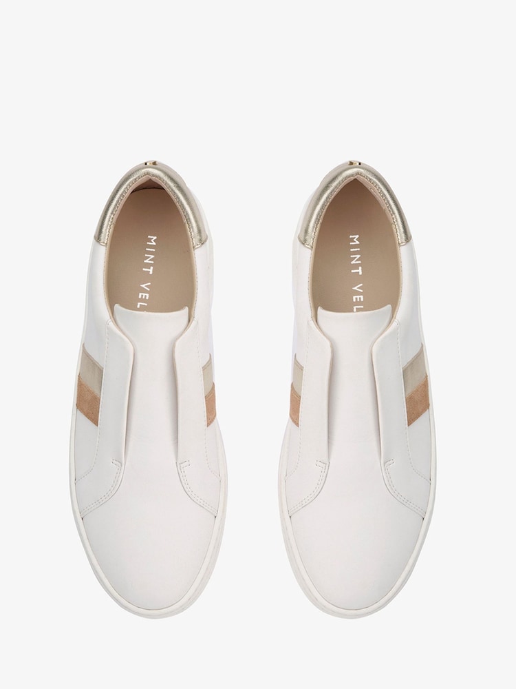 Mint Velvet White Striped Ellie Trainers - Image 2 of 4