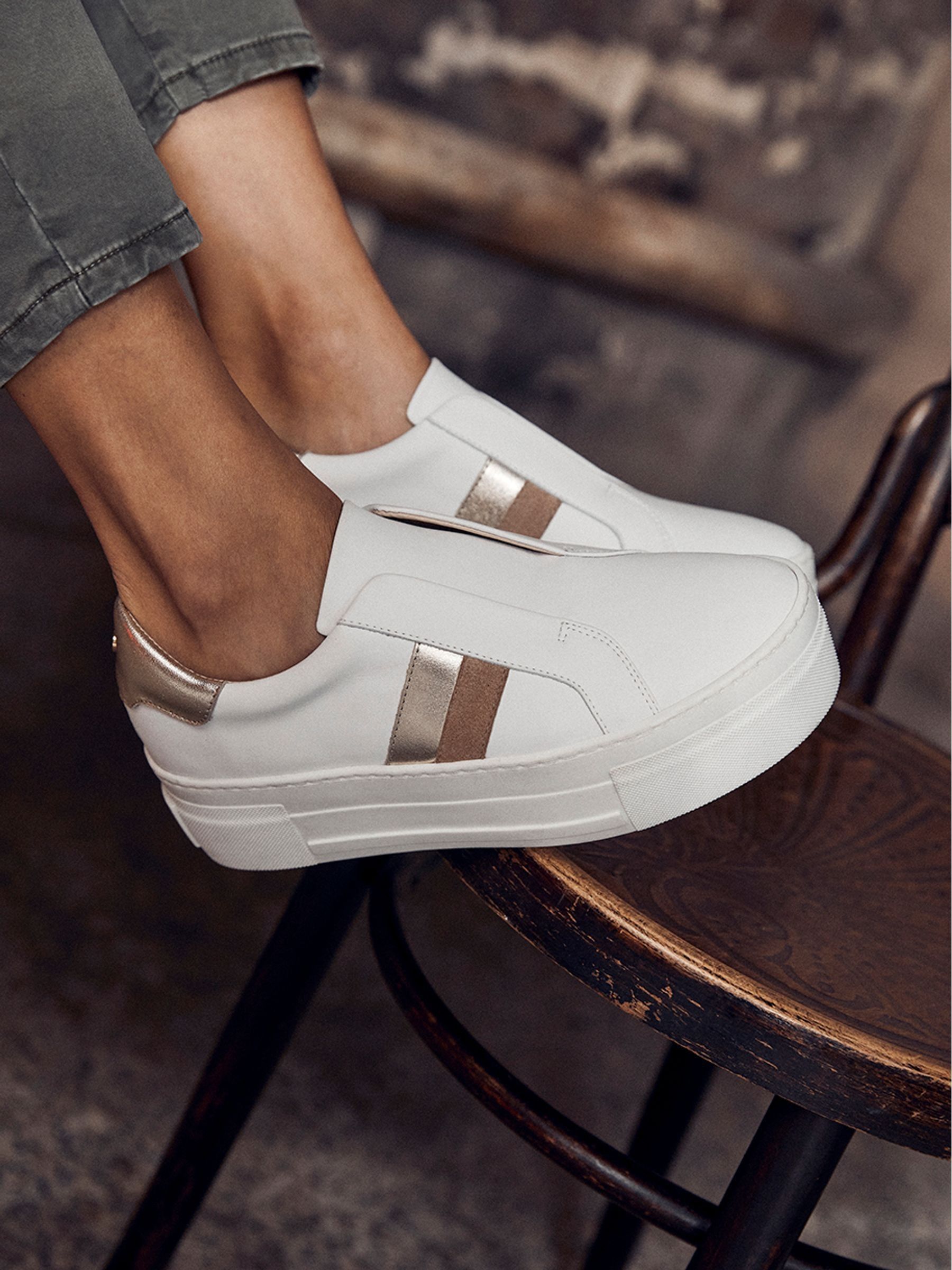 Buy Mint Velvet White Striped Ellie Trainers from Next Luxembourg