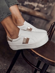 Mint Velvet White Striped Ellie Trainers - Image 3 of 4