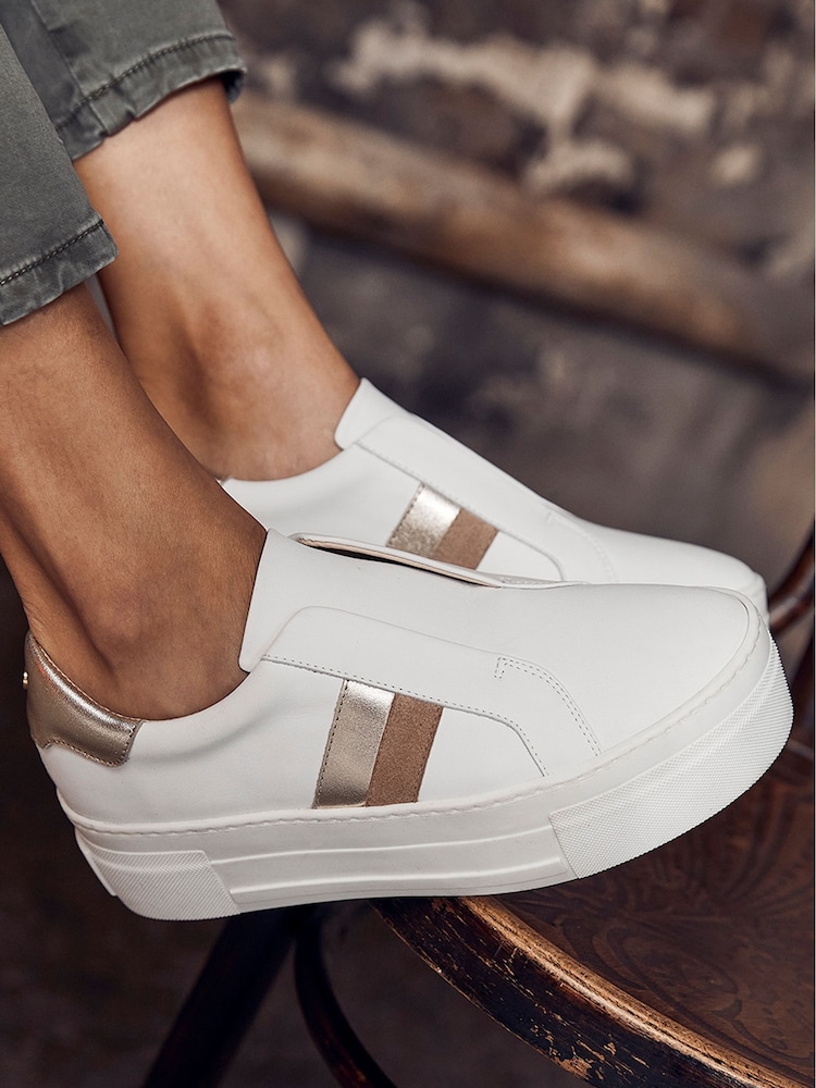 Mint Velvet White Striped Ellie Trainers - Image 4 of 4