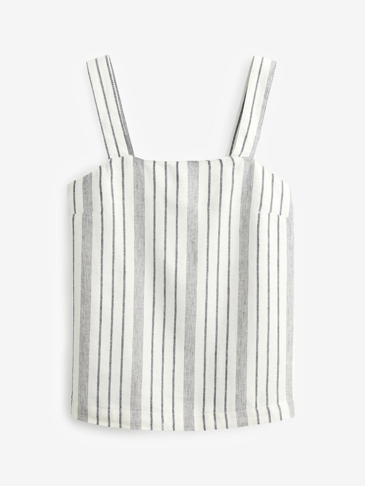 Blue/White Stripe Linen Blend Top - Image 5 of 5