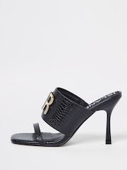 River Island Black Mega Brande Sandals - Image 1 of 4