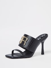 River Island Black Mega Brande Sandals - Image 2 of 4