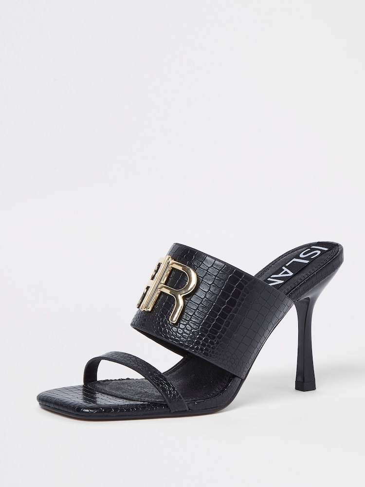 River Island Black Mega Brande Sandals - Image 2 of 4