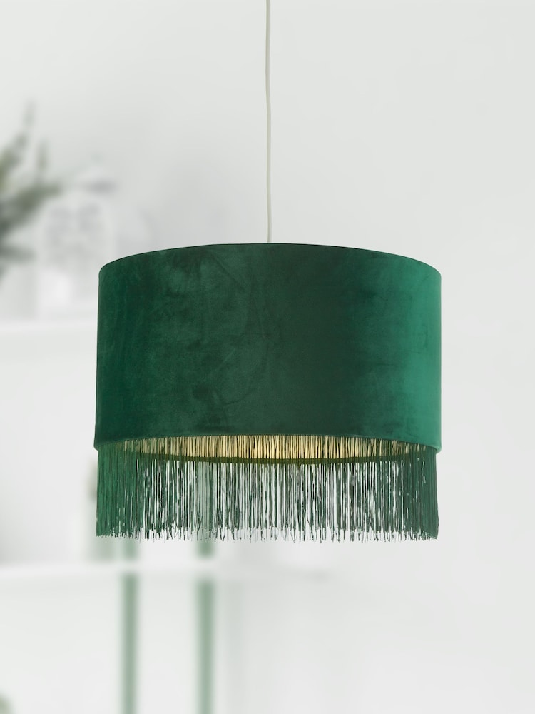 Searchlight Green Geena Velvet Fringe Shade - Image 1 of 3