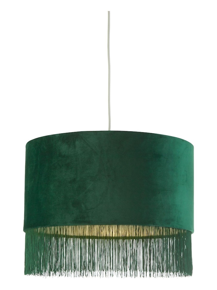 Searchlight Green Geena Velvet Fringe Shade - Image 2 of 3