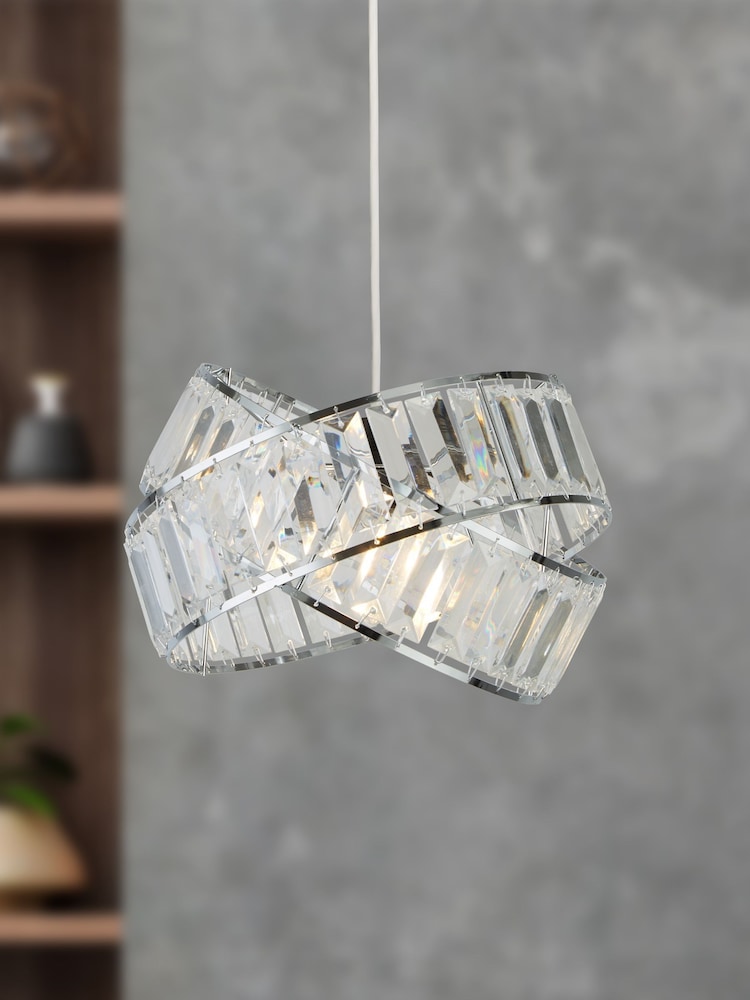 Searchlight Chrome & Clear Hannah 2 Band Acrylic Easy Fit Shade - Image 1 of 3