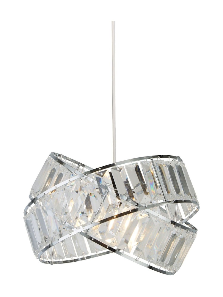 Searchlight Chrome & Clear Hannah 2 Band Acrylic Easy Fit Shade - Image 2 of 3