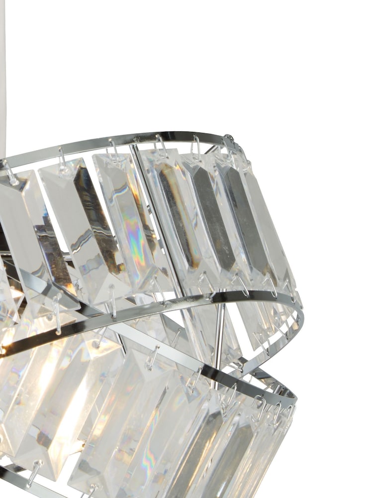 Searchlight Chrome & Clear Hannah 2 Band Acrylic Easy Fit Shade - Image 3 of 3