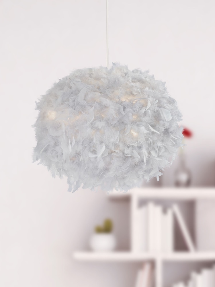 Searchlight Evie Grey Feather Easy Fit Shade - Image 1 of 3