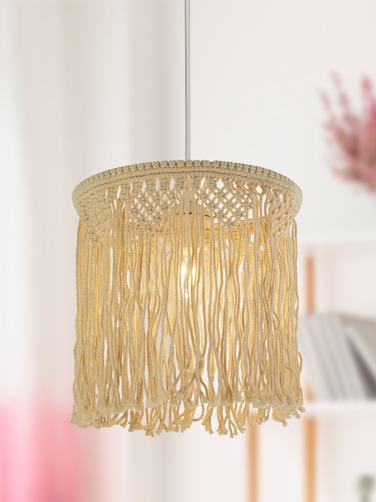 Searchlight Cream Antonia Macramé Easy Fit Shade - Image 1 of 3