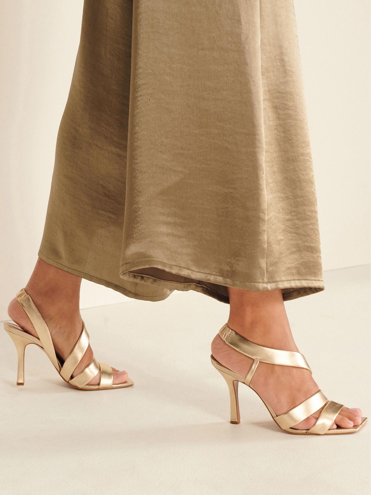 Gold Signature Asymmetric Strap Sandals - Image 1 of 5