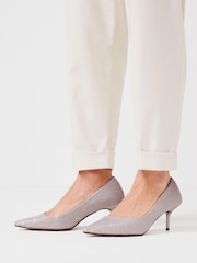 Metallic Shimmer Regular/Wide Fit Forever Comfort® Asymmetric Kitten Court Shoes - Image 1 of 6