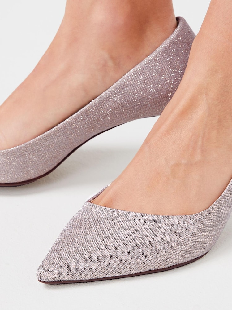 Metallic Shimmer Regular/Wide Fit Forever Comfort® Asymmetric Kitten Court Shoes - Image 2 of 6