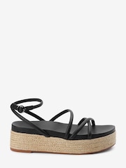 Czarny - Espadryle Forever Comfort® na płaskiej platformie z paseczkami - Image 1 of 5