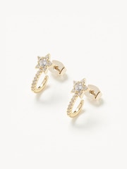 Oliver Bonas Gold Tone Ambrose Embellished Star Hoop Earrings - Image 1 of 4