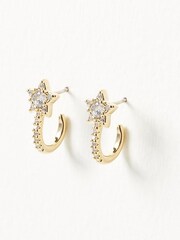 Oliver Bonas Gold Tone Ambrose Embellished Star Hoop Earrings - Image 2 of 4