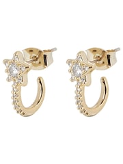 Oliver Bonas Gold Tone Ambrose Embellished Star Hoop Earrings - Image 4 of 4