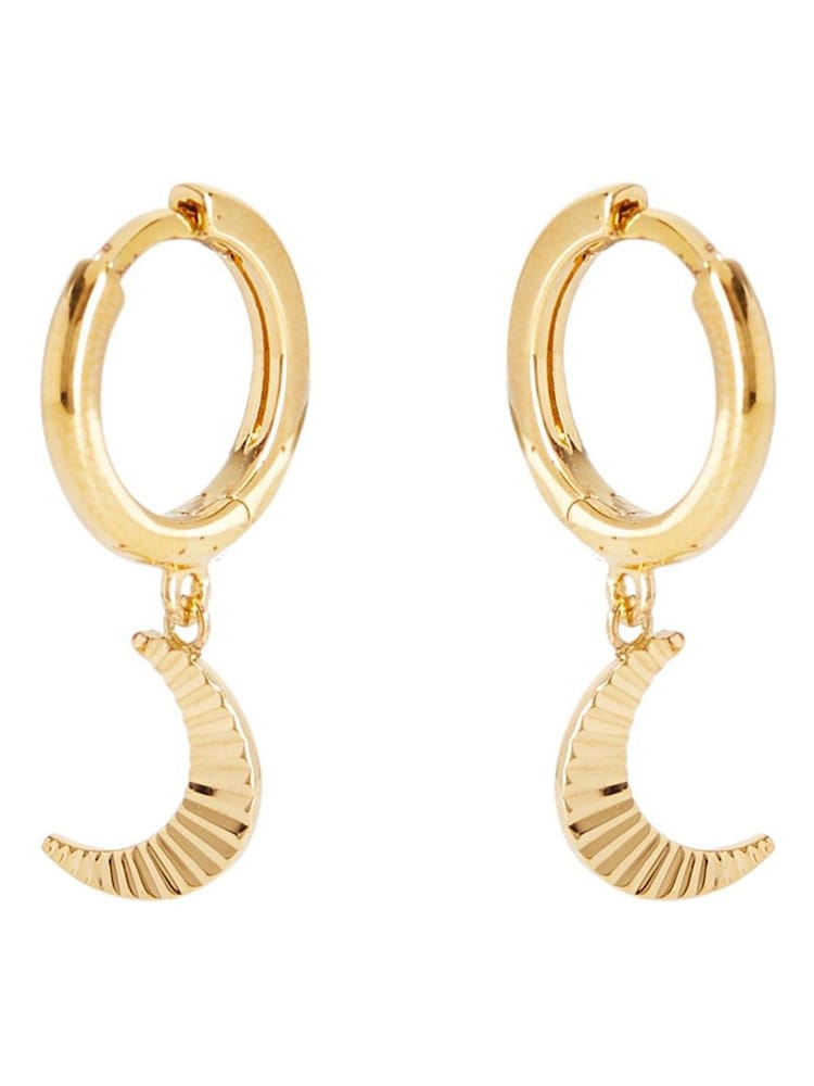 Oliver Bonas Gold Tone Luna Engraved Moon Drop Earrings - Image 1 of 4 Oliver Bonas Gold Tone Luna Engraved Moon Drop Earrings - Image 1 of 4
