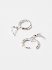 Oliver Bonas Silver Plated Luna Engraved Moon Drop Earrings - Image 3 of 4