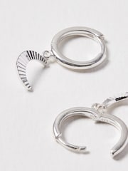 Oliver Bonas Silver Plated Luna Engraved Moon Drop Earrings - Image 4 of 4