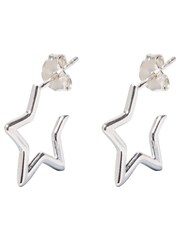 Oliver Bonas Sterling Silver Small Star Outline Hoops - Image 1 of 4
