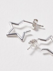 Oliver Bonas Sterling Silver Small Star Outline Hoops - Image 2 of 4