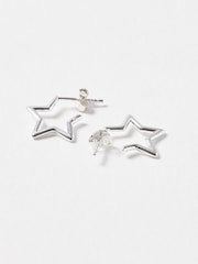 Oliver Bonas Sterling Silver Small Star Outline Hoops - Image 3 of 4