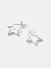 Oliver Bonas Sterling Silver Small Star Outline Hoops - Image 4 of 4