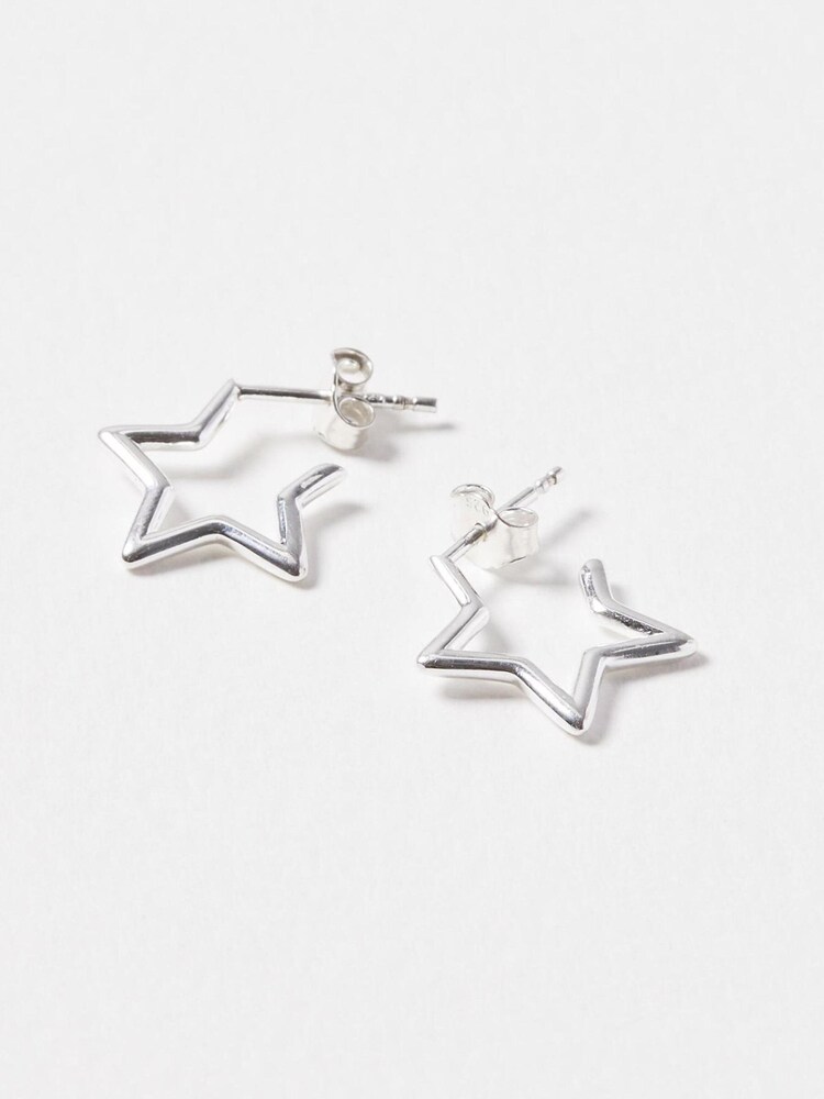 Oliver Bonas Sterling Silver Small Star Outline Hoops - Image 4 of 4 Oliver Bonas Sterling Silver Small Star Outline Hoops - Image 4 of 4