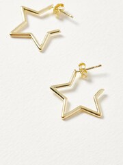 Oliver Bonas Gold Plated Medium Brass Star Outline Hoops - Image 3 of 4