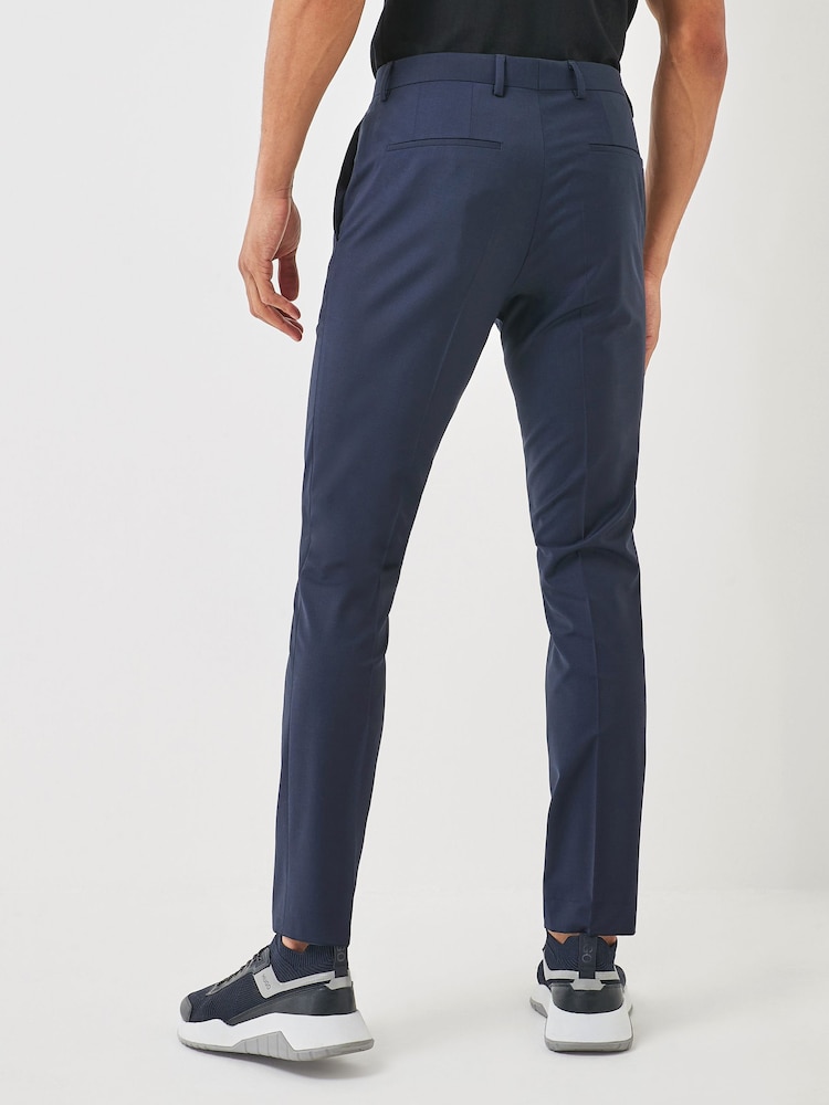 HUGO Blue Slim Fit Wool Blend Trousers - Image 2 of 4