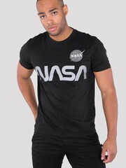 Alpha Industries NASA Reflective 100% Cotton Black T-Shirt - Image 1 of 6