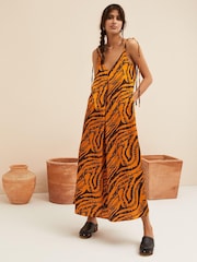 Ottod'Ame Orange Zebra Print Dress - Image 1 of 1