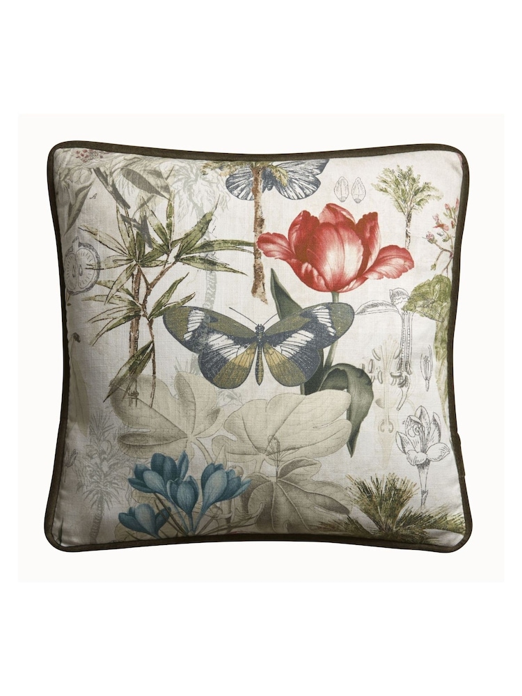 Clarke & Clarke White Botany Tropical Cushion - Image 1 of 3 Clarke & Clarke White Botany Tropical Cushion - Image 1 of 3