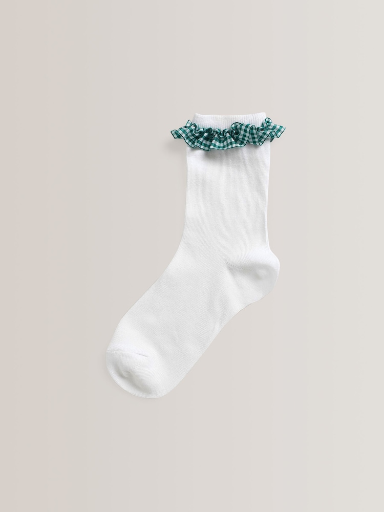 Vert - 5 Chaussettes d’école de vichy en coton Lot - Image 5 of 6