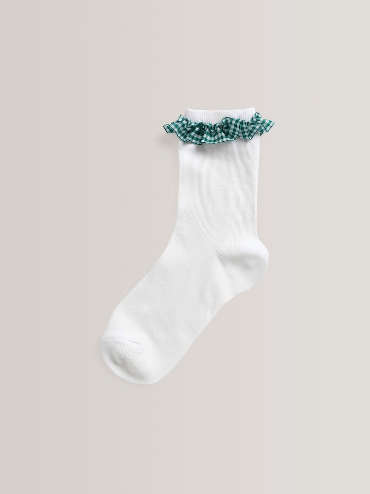 Green 5 Pack Cotton Rich Gingham Ankle School Socks - Image 6 of 6 Green 5 Pack Cotton Rich Gingham Ankle School Socks - Image 6 of 6