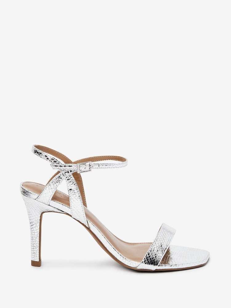 Silver Extra Wide Fit Forever Comfort® Strappy Skinny Heel Sandals - Image 1 of 4