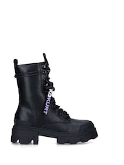 Kurt Geiger London Vegan Trekker Lace-Up Black Boots - Image 1 of 5
