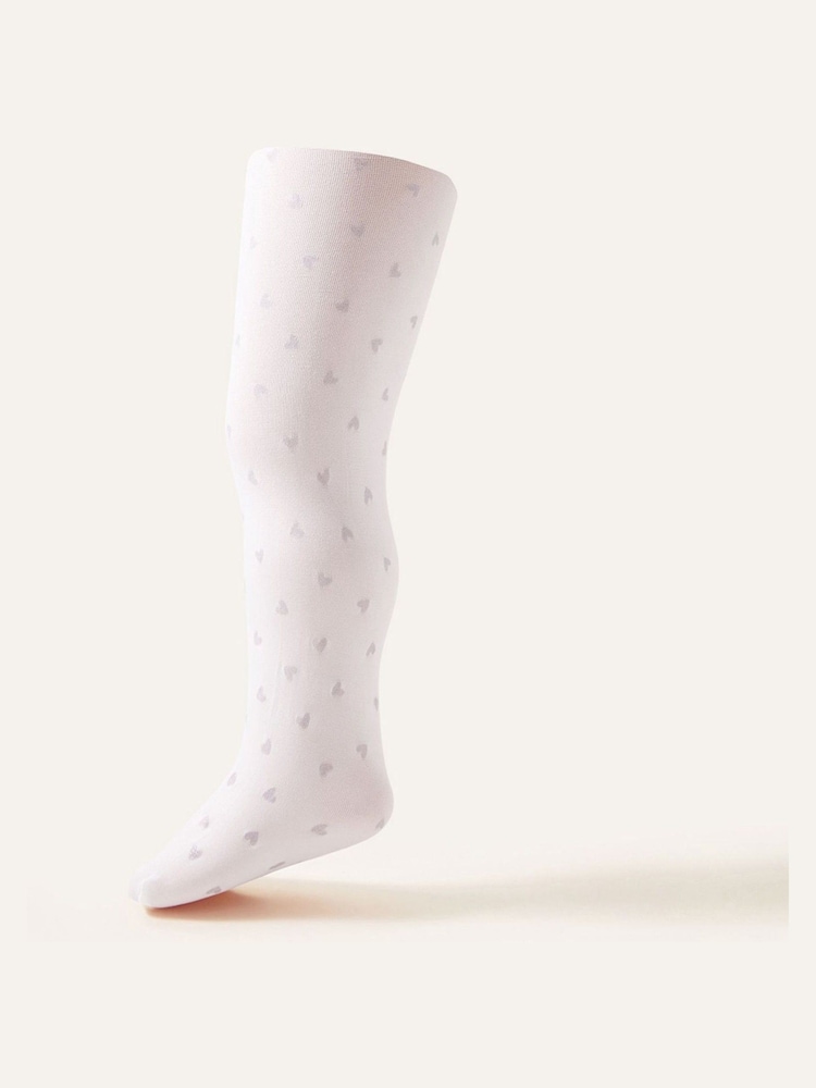 Monsoon Pink Baby Glitter Heart Tights - Image 2 of 2