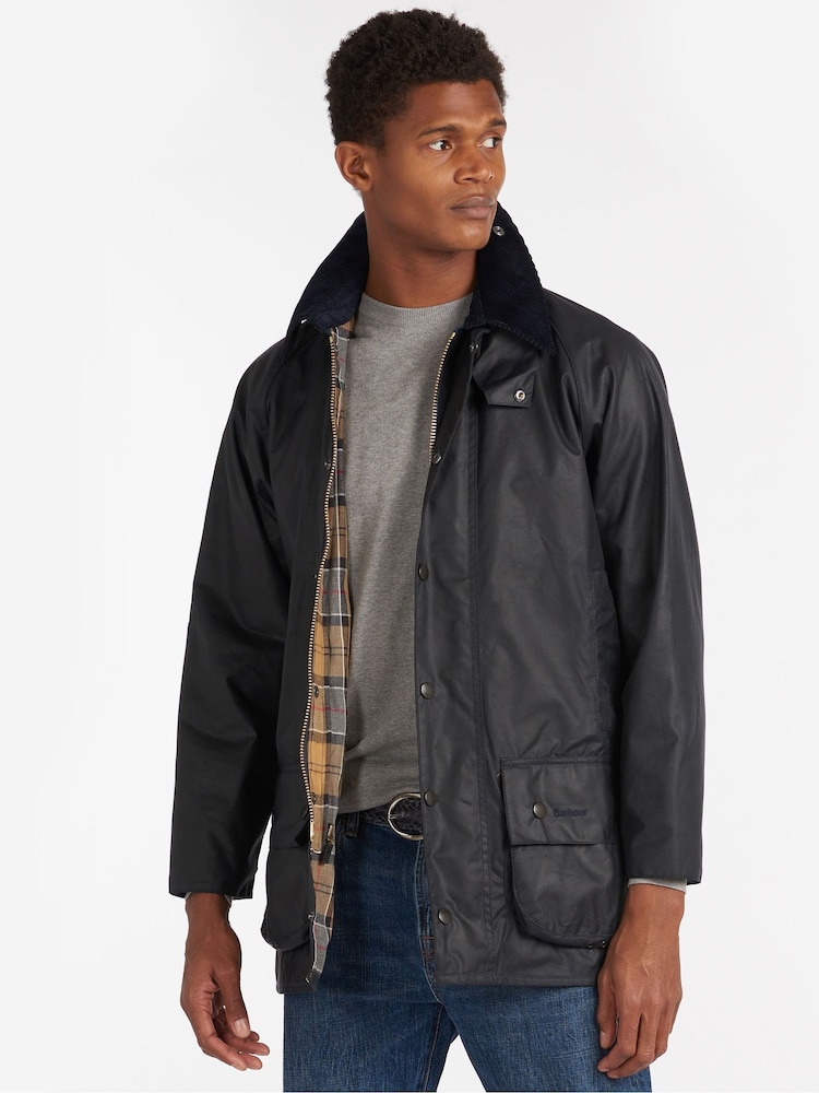 Barbour® Blue Beaufort Wax Jacket - Image 5 of 10