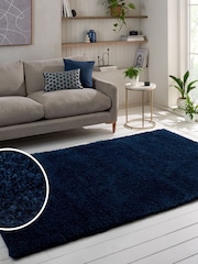 Navy Blue Premium Cosy Shaggy Rug - Image 1 of 8