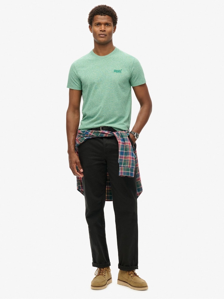 Superdry Bright Green Grit Essential Logo Embroidery T-Shirt - Image 2 of 6