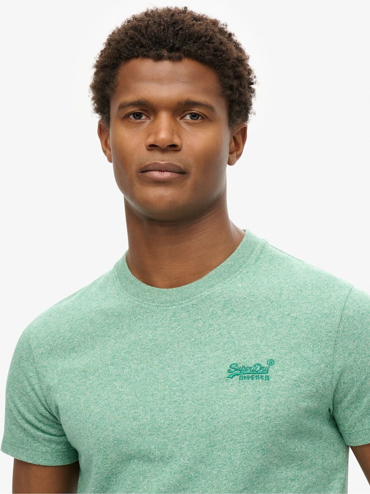 Superdry Bright Green Grit Essential Logo Embroidery T-Shirt - Image 3 of 6