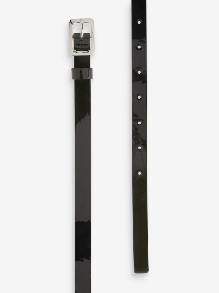 Black Skinny Patent Belt - Image 2 of 2 Black Skinny Patent Belt - Image 2 of 2