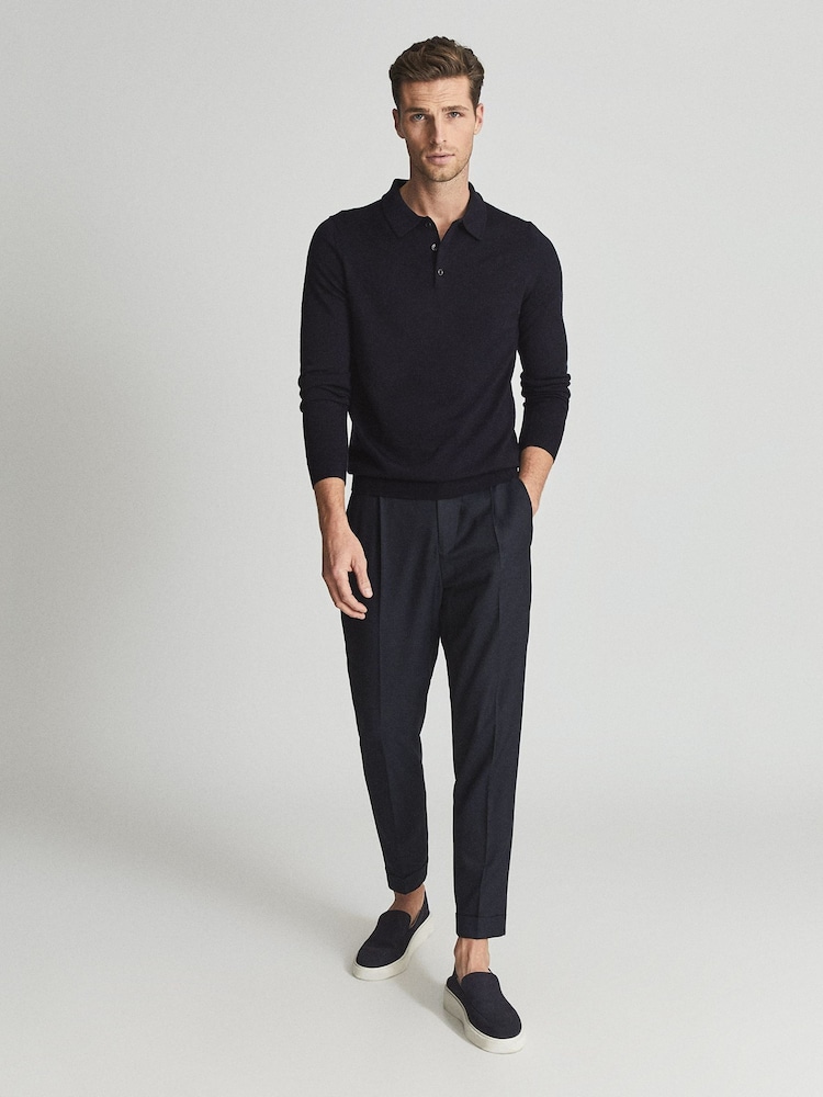 Reiss Blue Reiss Trafford Merino Wool Polo Shirt - Image 2 of 6