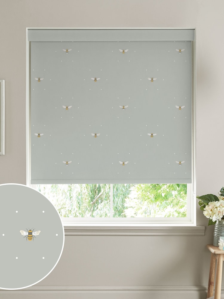 Sophie Allport Pale Slate Grey Bee Made To Measure Roller Blind - Image 1 of 4